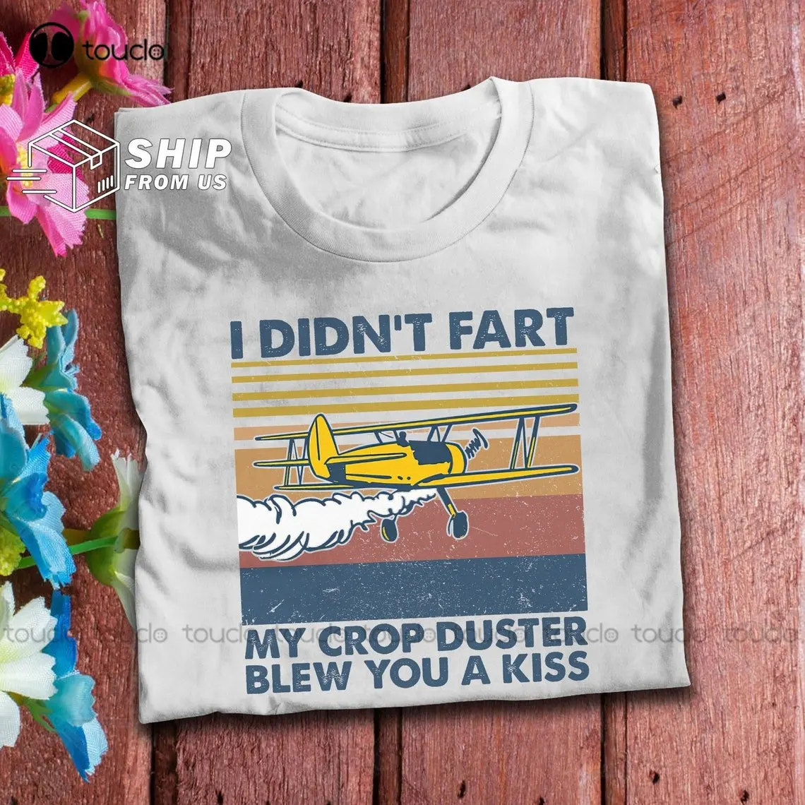 Agriculture Farming Cartoon - Aeronave agrícola colheita espanador vintage t