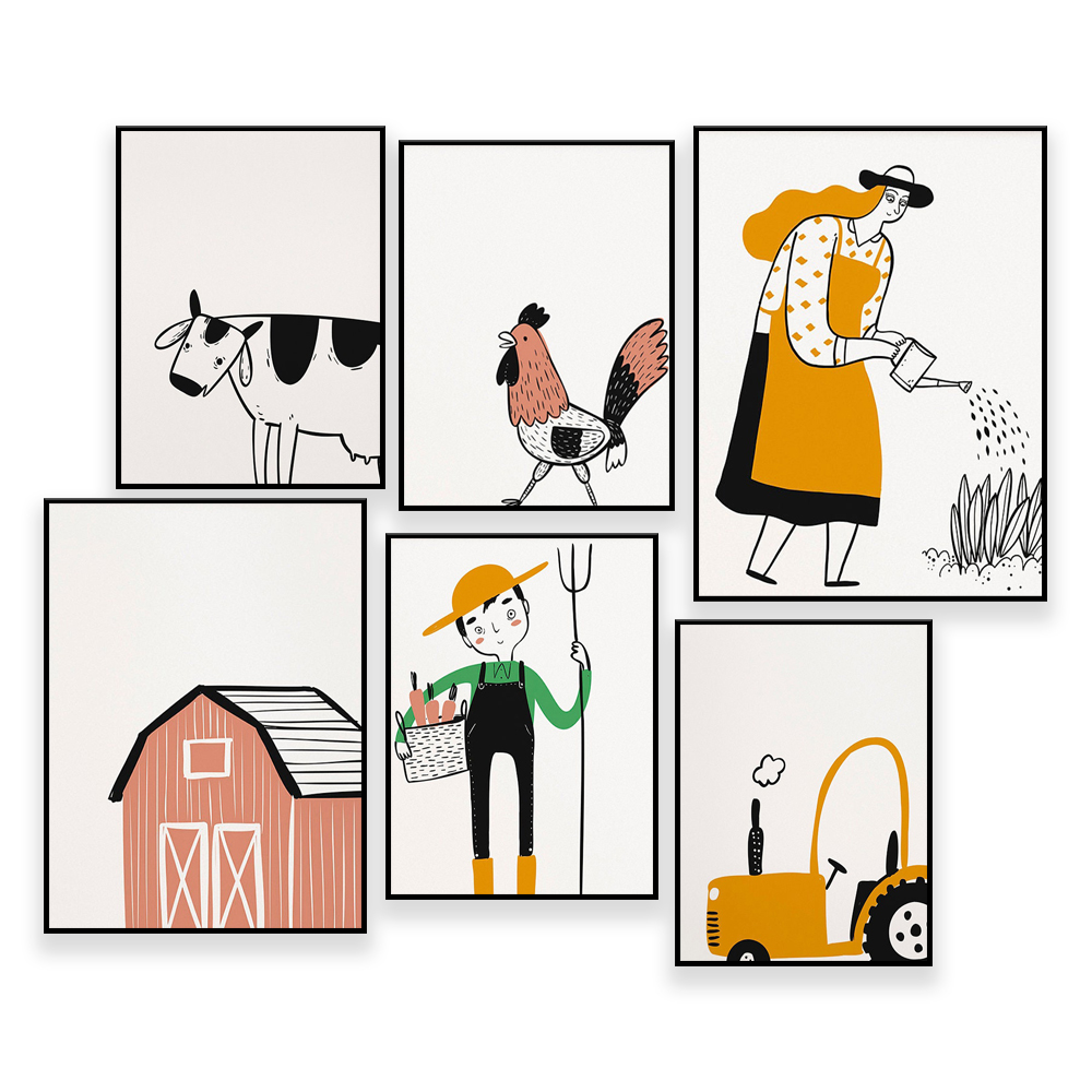 Agriculture Farming Cartoon - Parede da Galeria Agrícola - 4-H,
